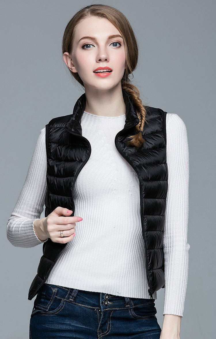 Women 90% White Duck Down Vest Women's Ultra Light Duck Down Vest Jacket Sleeveless Coat