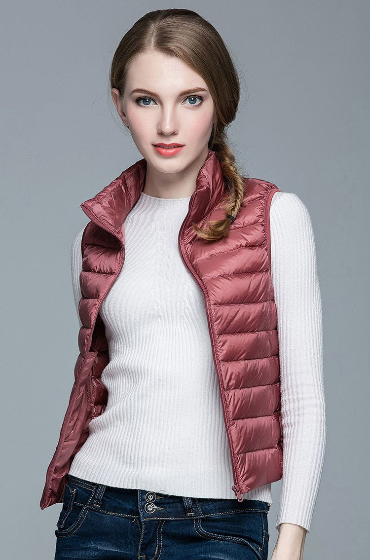 Women 90% White Duck Down Vest Women's Ultra Light Duck Down Vest Jacket Sleeveless Coat