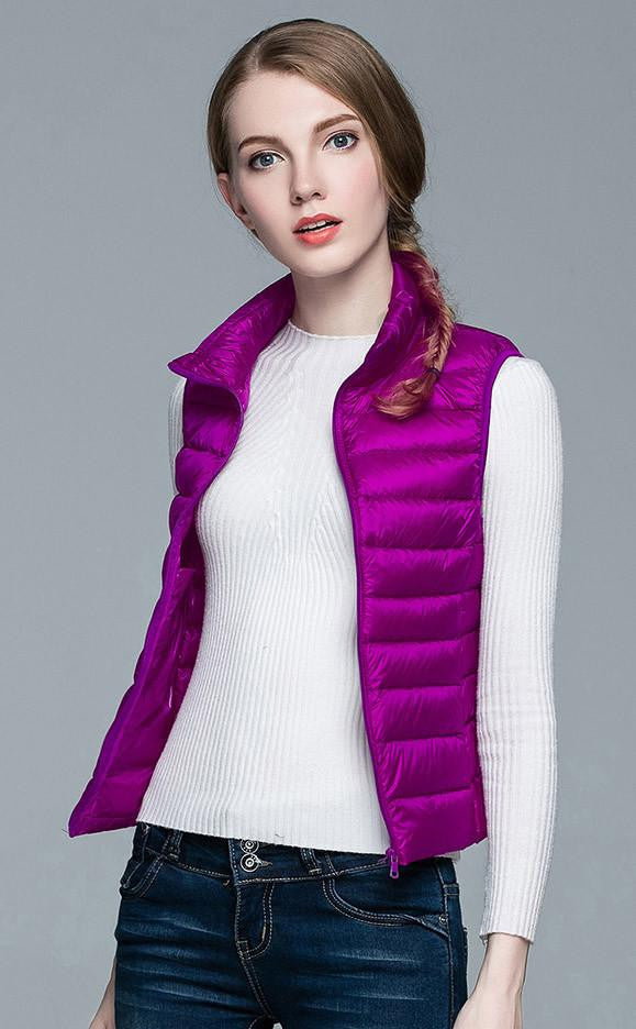 Women 90% White Duck Down Vest Women's Ultra Light Duck Down Vest Jacket Sleeveless Coat