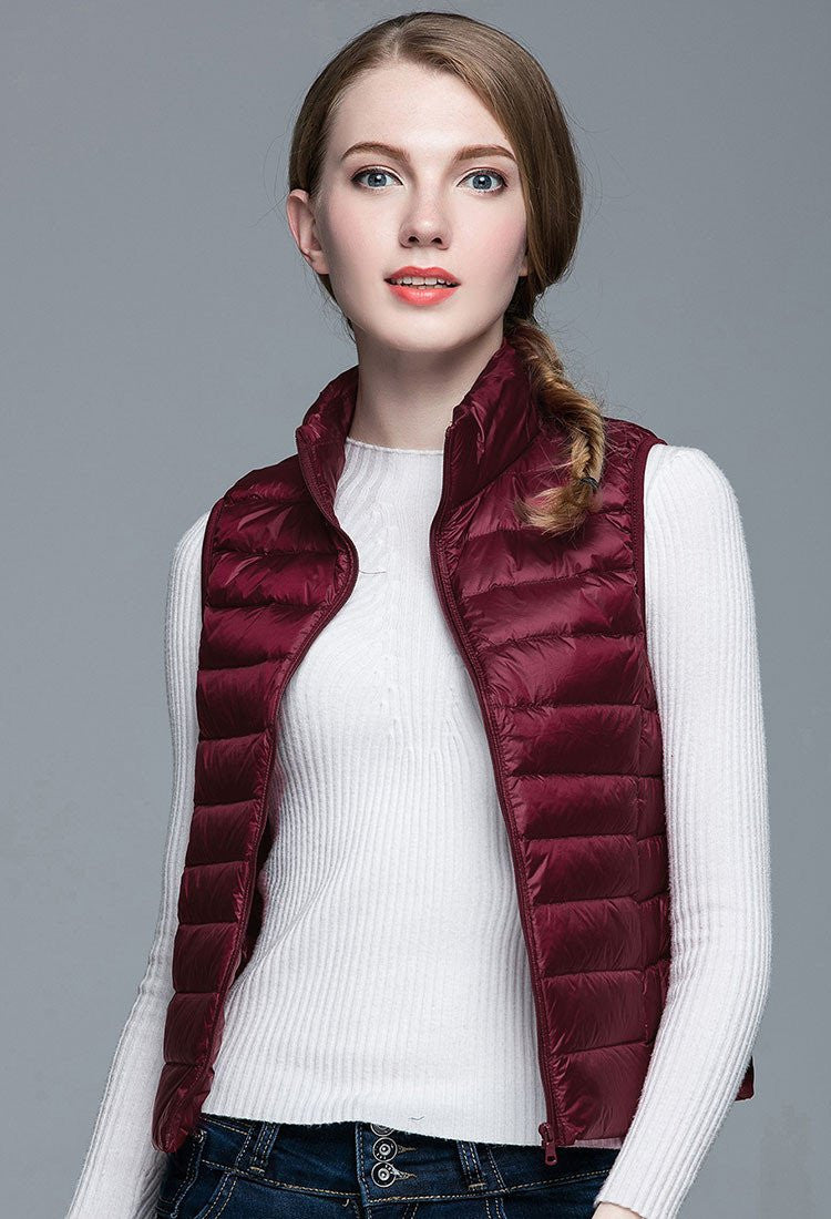Women 90% White Duck Down Vest Women's Ultra Light Duck Down Vest Jacket Sleeveless Coat