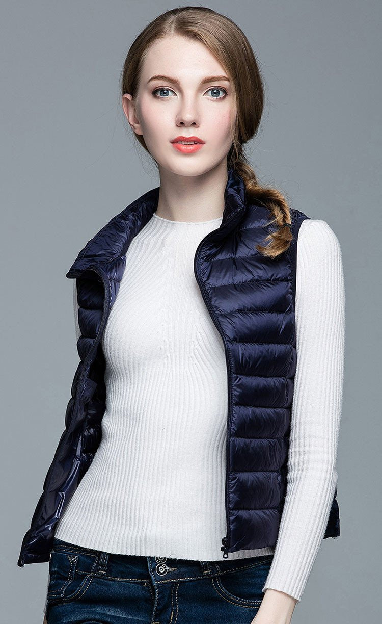 Women 90% White Duck Down Vest Women's Ultra Light Duck Down Vest Jacket Sleeveless Coat