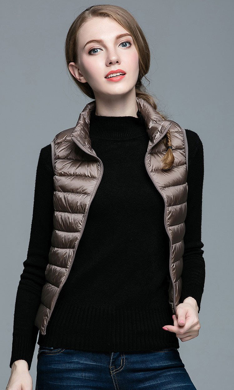 Women 90% White Duck Down Vest Women's Ultra Light Duck Down Vest Jacket Sleeveless Coat
