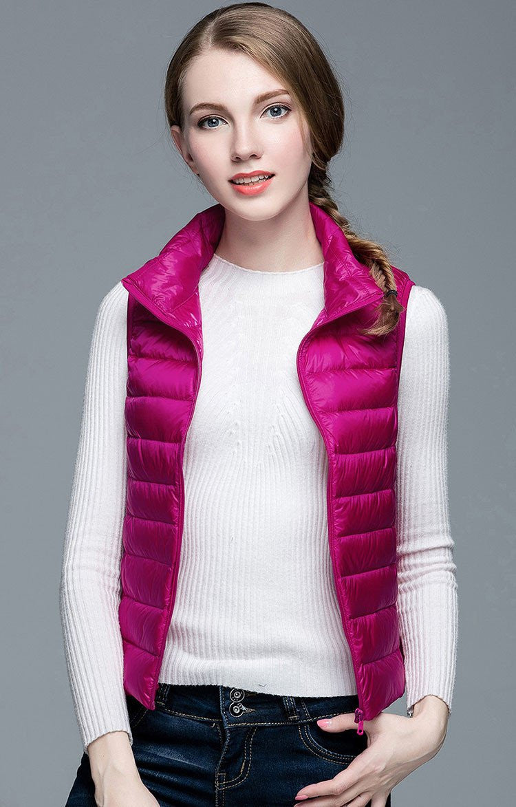 Women 90% White Duck Down Vest Women's Ultra Light Duck Down Vest Jacket Sleeveless Coat