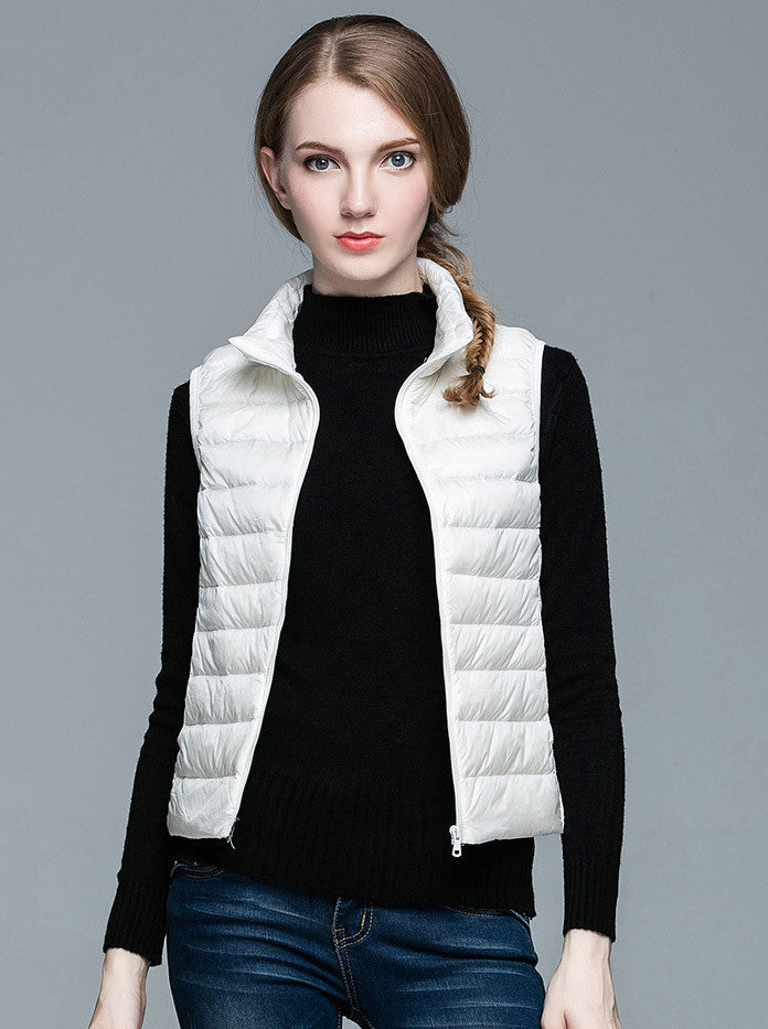 Women 90% White Duck Down Vest Women's Ultra Light Duck Down Vest Jacket Sleeveless Coat