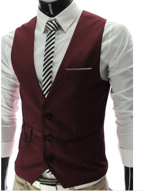 Online discount shop Australia - Men's Slim Fit Dress Suit Vest Waistcoats, Men Gilet Colete Fashion