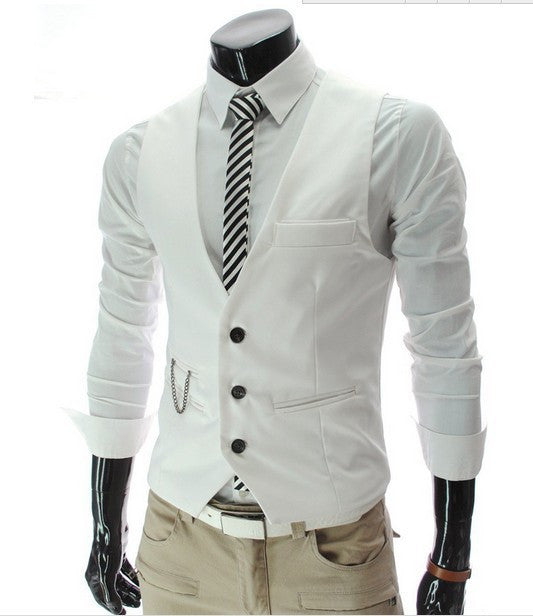 Online discount shop Australia - Men's Slim Fit Dress Suit Vest Waistcoats, Men Gilet Colete Fashion
