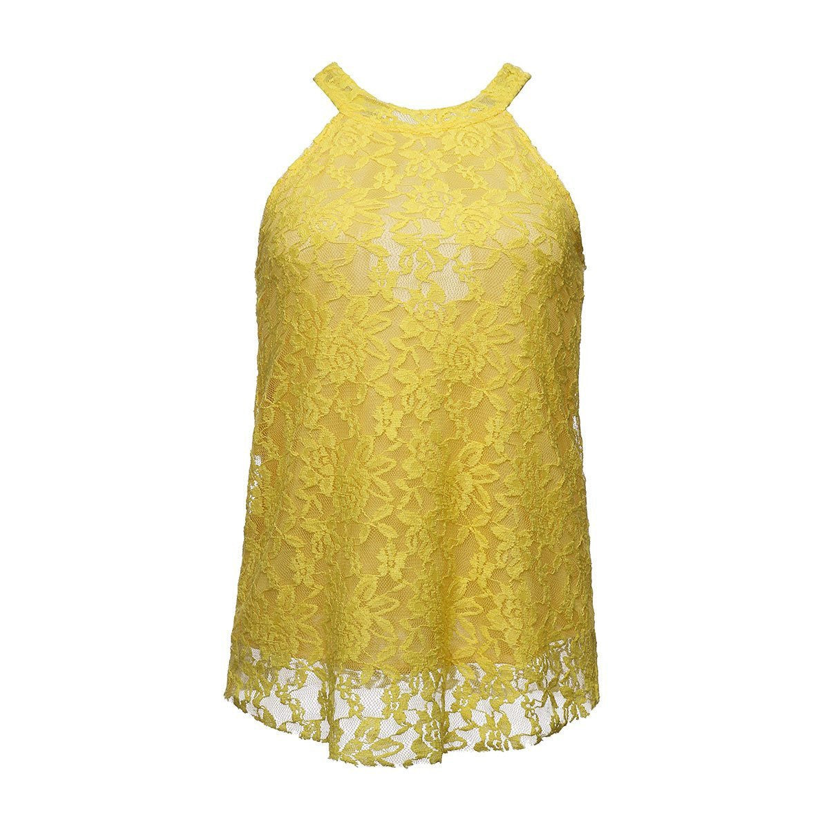 Tank Tops Fashion Halter Crochet Hollow Out Sleeveless Floral Crop Top Solid Lace Cropped Shirt