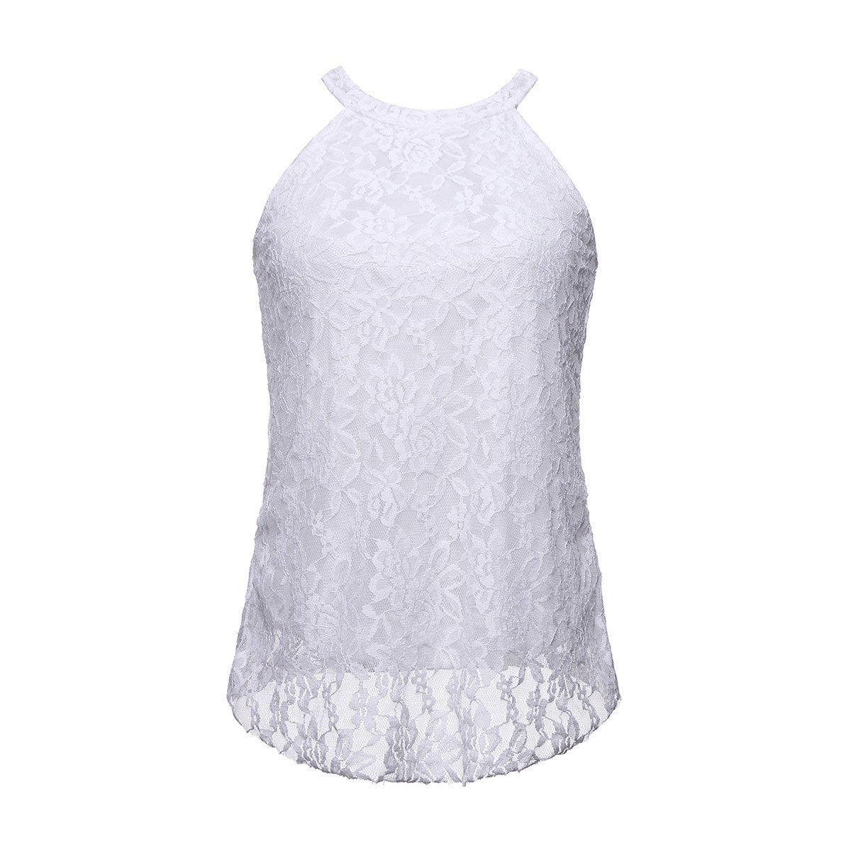 Tank Tops Fashion Halter Crochet Hollow Out Sleeveless Floral Crop Top Solid Lace Cropped Shirt