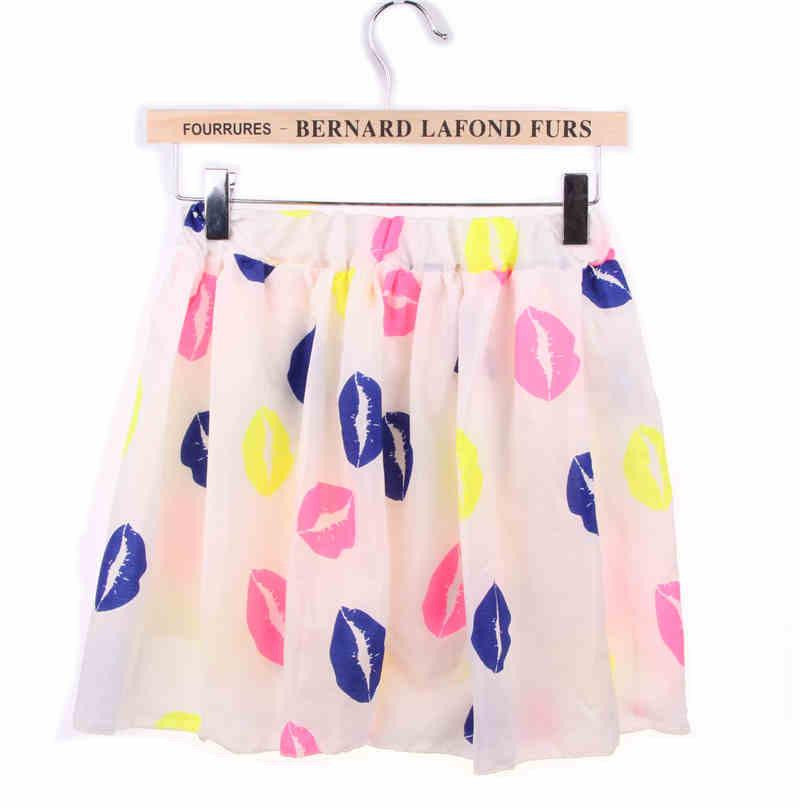 Skirts Womens Floral Polka Dot Chiffon Skirt Pleated Short Mini Skirt