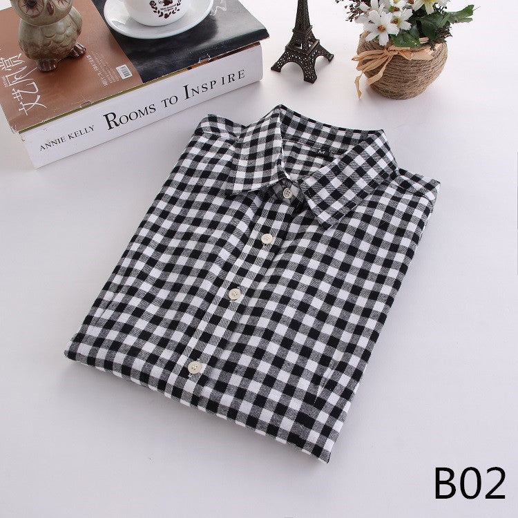 Online discount shop Australia - Fashion Plaid Shirt Female College style women's Blouses Long Sleeve Flannel Shirt Plus Size Cotton Office tops