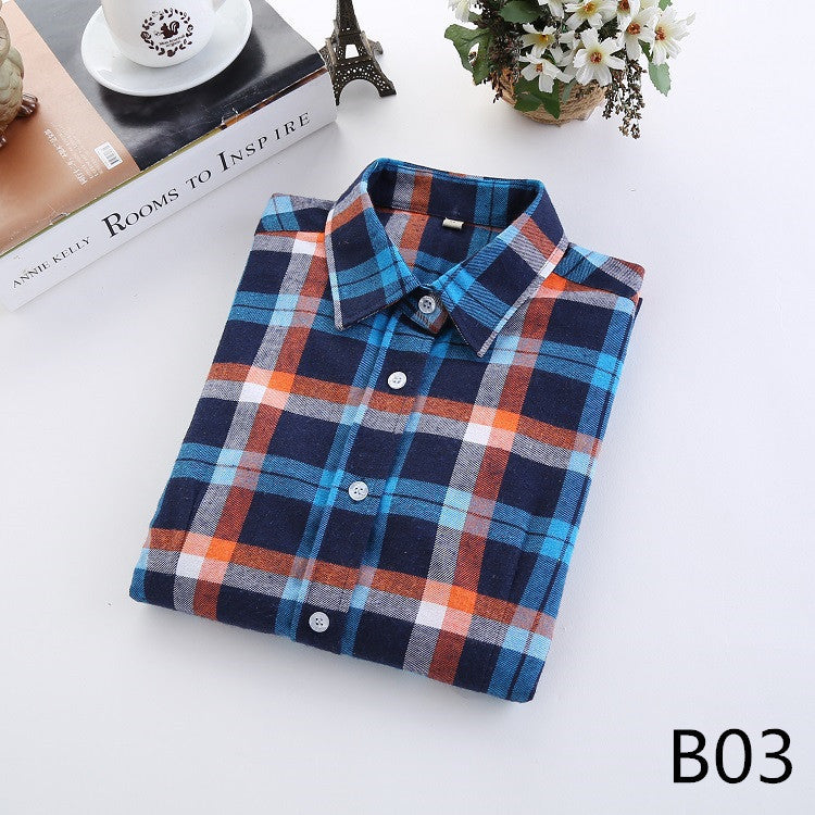 Online discount shop Australia - Fashion Plaid Shirt Female College style women's Blouses Long Sleeve Flannel Shirt Plus Size Cotton Office tops