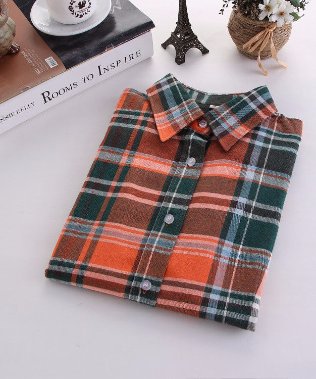 Online discount shop Australia - Fashion Plaid Shirt Female College style women's Blouses Long Sleeve Flannel Shirt Plus Size Cotton Office tops