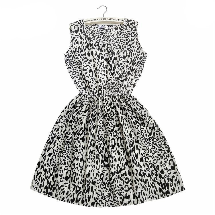 Women Casual Print Sleeveless Dress Chiffon stripe / floral print Elastic Waist Bohemian Beach Dresses
