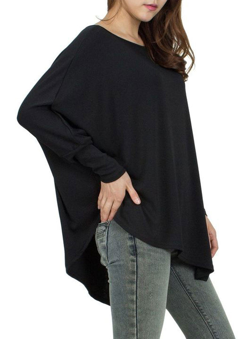 Online discount shop Australia - Large size irregular long blouses and shirts women batwing sleeve casual loose tops big size fashion