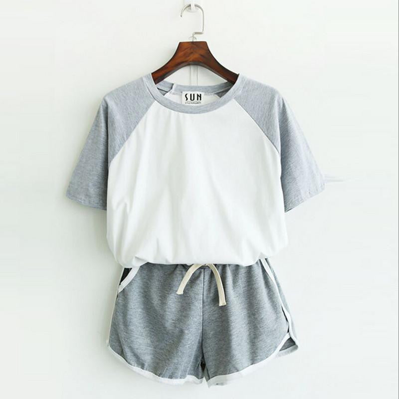 Tracksuit for women Short Sleeve tshirt And Shorts Women's suits In Two Colors Sets Women Plus Size