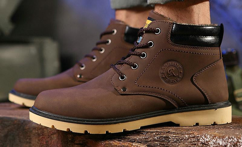 Warm Men's Pu Leather Ankle Boots Men Waterproof Snow Boots Leisure Martin Boots Shoes Mens