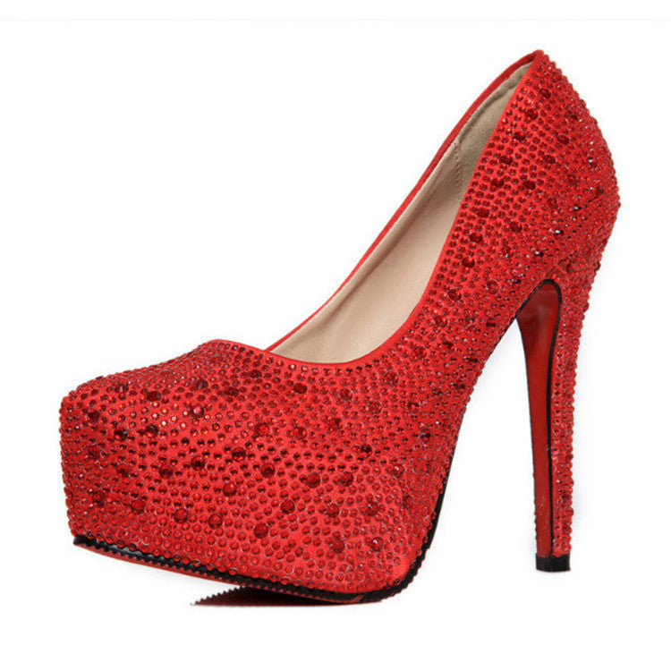 High summer fashion hot women shoes diamond high heels waterproof stiletto cross tied bride wedding pumps shoes-Dollar Bargains Online Shopping Australia
