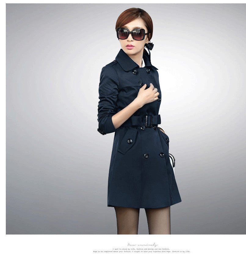 Online discount shop Australia - Double Breasted Md-long Trench Coat Women New Fashion Belt Cloak Polerones Windbreaker Female Abrigos ZL3471