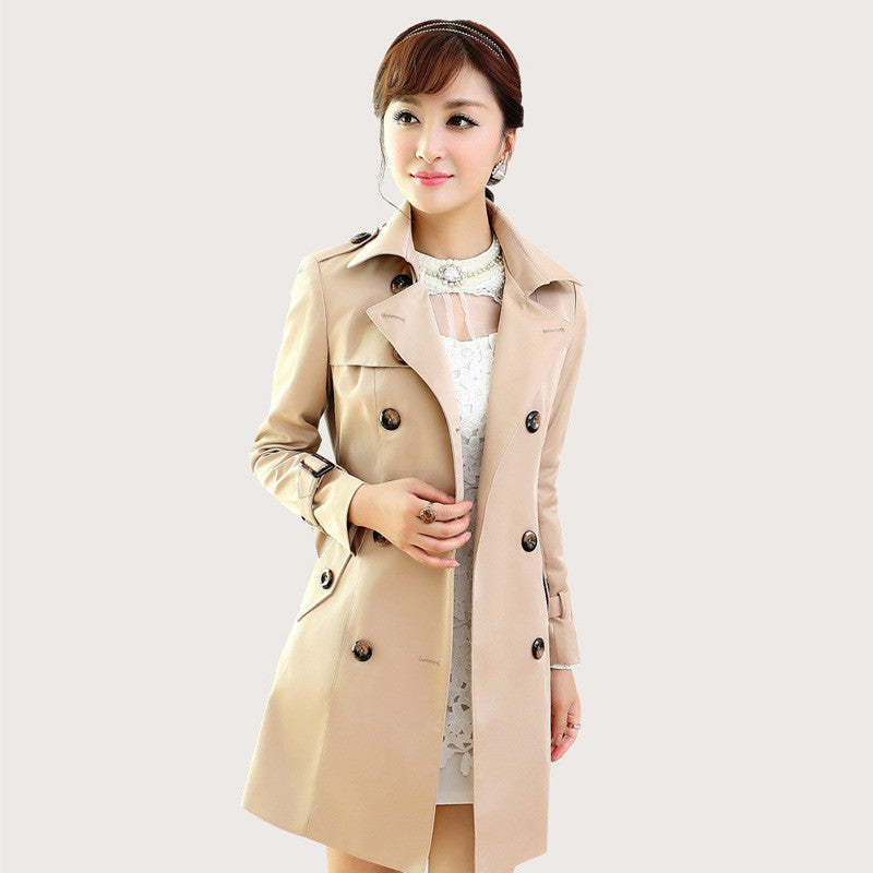 Online discount shop Australia - Double Breasted Md-long Trench Coat Women New Fashion Belt Cloak Polerones Windbreaker Female Abrigos ZL3471