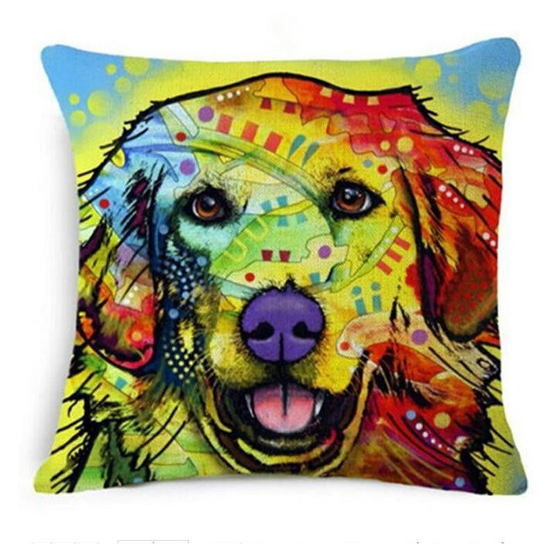 Online discount shop Australia - Cushion Cover Colourful Painted Bulldog Dog Bull Terrier One Side Printed CushioN Home Sofa Home Decorative Throw Pillow Cover