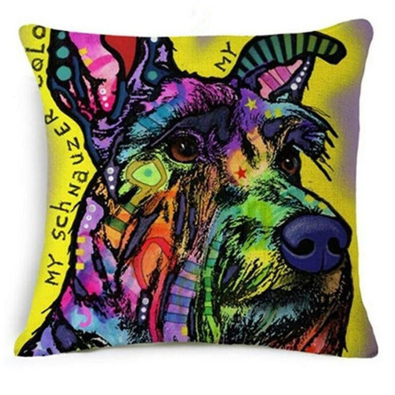 Online discount shop Australia - Cushion Cover Colourful Painted Bulldog Dog Bull Terrier One Side Printed CushioN Home Sofa Home Decorative Throw Pillow Cover