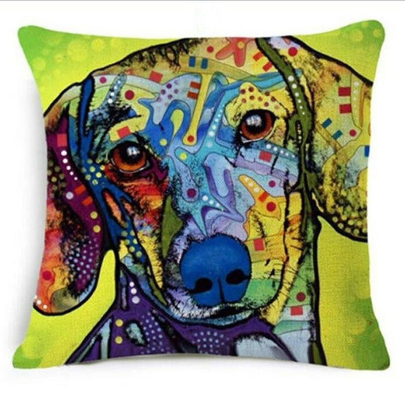 Online discount shop Australia - Cushion Cover Colourful Painted Bulldog Dog Bull Terrier One Side Printed CushioN Home Sofa Home Decorative Throw Pillow Cover
