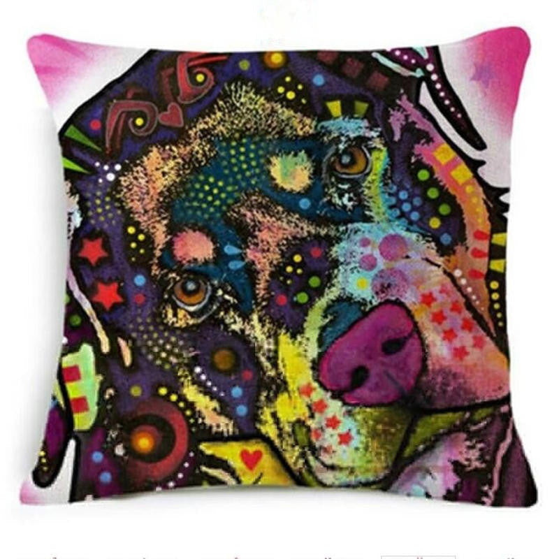 Online discount shop Australia - Cushion Cover Colourful Painted Bulldog Dog Bull Terrier One Side Printed CushioN Home Sofa Home Decorative Throw Pillow Cover