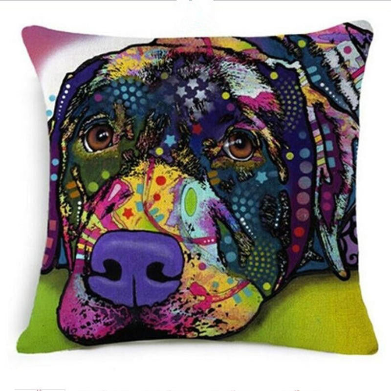 Online discount shop Australia - Cushion Cover Colourful Painted Bulldog Dog Bull Terrier One Side Printed CushioN Home Sofa Home Decorative Throw Pillow Cover