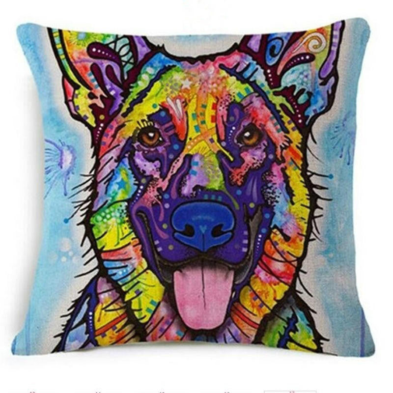 Online discount shop Australia - Cushion Cover Colourful Painted Bulldog Dog Bull Terrier One Side Printed CushioN Home Sofa Home Decorative Throw Pillow Cover