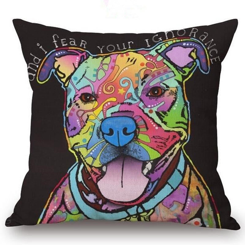 Online discount shop Australia - Cushion Cover Colourful Painted Bulldog Dog Bull Terrier One Side Printed CushioN Home Sofa Home Decorative Throw Pillow Cover