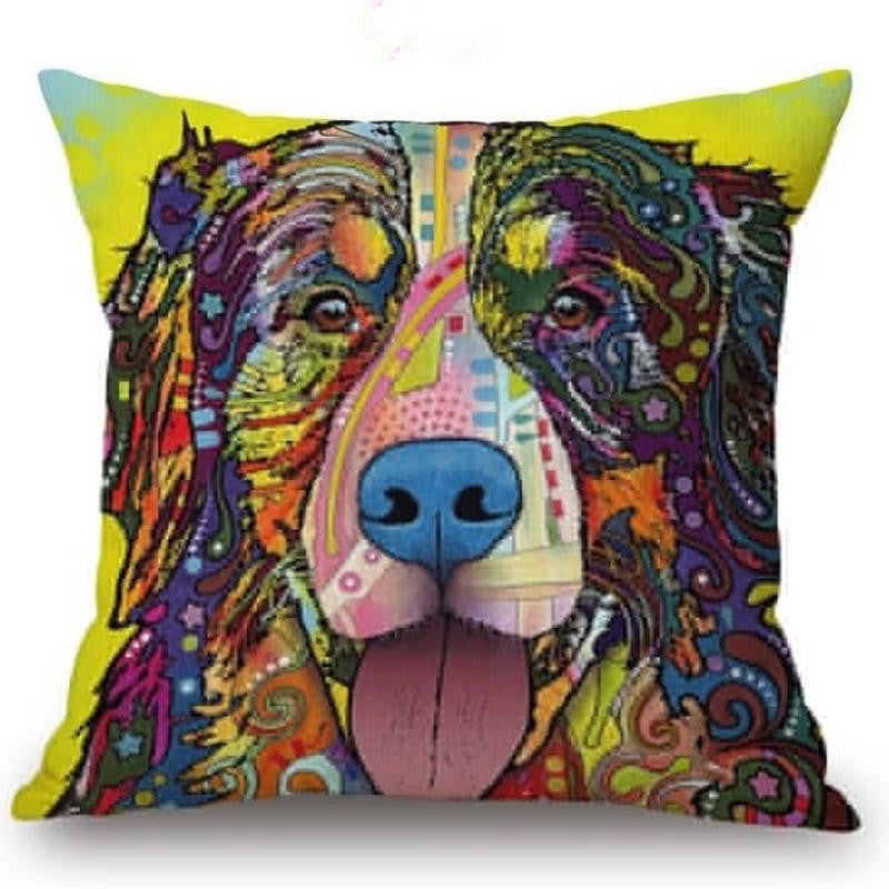 Online discount shop Australia - Cushion Cover Colourful Painted Bulldog Dog Bull Terrier One Side Printed CushioN Home Sofa Home Decorative Throw Pillow Cover