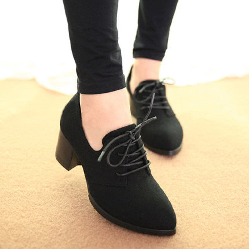 spring women shoes stylish comfortable high-heeled shoes, pointed retro lace wild single shoes work shoes-Dollar Bargains Online Shopping Australia
