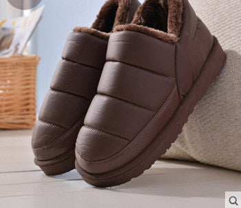 Online discount shop Australia - boots women and men waterproof boots solid colors unisex snow boots flat slip-on soft cotton warm shoes