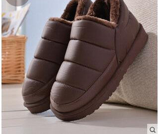 Online discount shop Australia - boots women and men waterproof boots solid colors unisex snow boots flat slip-on soft cotton warm shoes