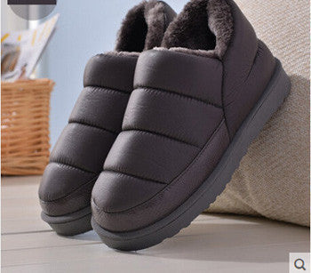 Online discount shop Australia - boots women and men waterproof boots solid colors unisex snow boots flat slip-on soft cotton warm shoes