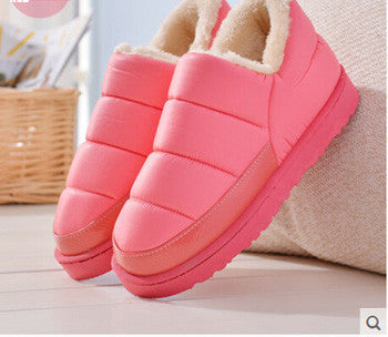 Online discount shop Australia - boots women and men waterproof boots solid colors unisex snow boots flat slip-on soft cotton warm shoes