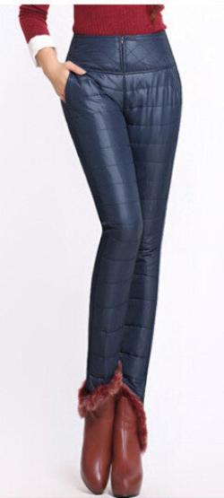 Pants High Waisted Outer Wear Women Fashion Slim Warm Windproof Plus Velvet Thick Down Pants Trousers