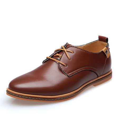 Men Leather Shoes Oxfords European Men Fashion Big Size Dress Shoes Loafers Sapatos Male Lace-Up Casual Flats Shoes-Dollar Bargains Online Shopping Australia
