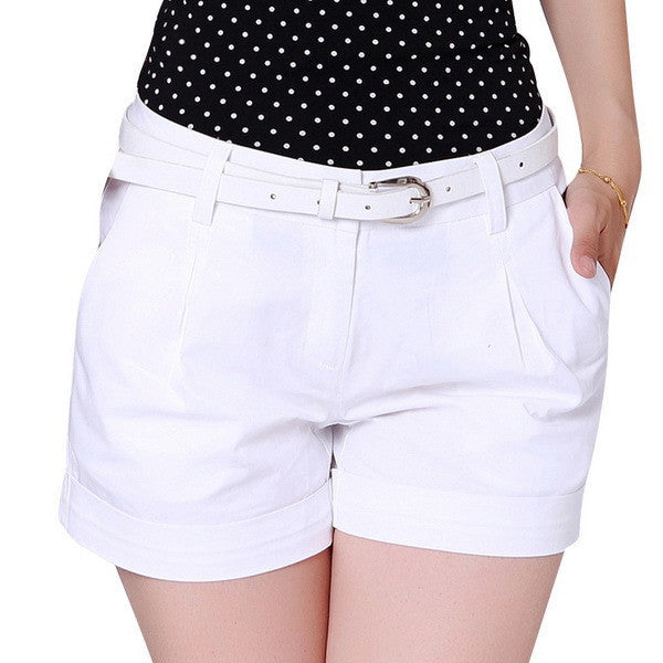 Online discount shop Australia - Korea Woman Cotton Shorts Size S-2XL New Fashion Design Lady Casual Short Trousers Solid Color Khaki / White