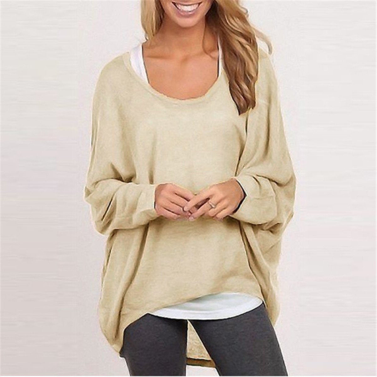 Women Blouses O neck Batwing Long Sleeve Casual Loose Solid Shirts Top Plus Size S-3XL 9 Colors