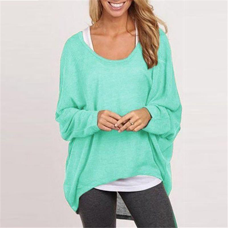Women Blouses O neck Batwing Long Sleeve Casual Loose Solid Shirts Top Plus Size S-3XL 9 Colors