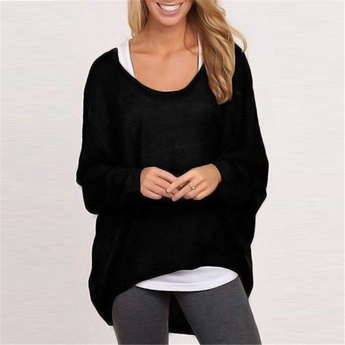 Women Blouses O neck Batwing Long Sleeve Casual Loose Solid Shirts Top Plus Size S-3XL 9 Colors
