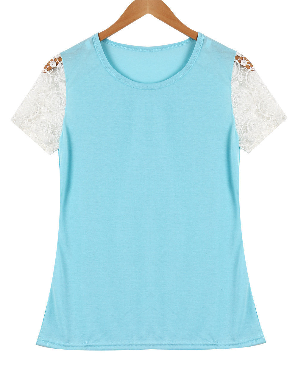 Online discount shop Australia - Candy Colors Pink Fashion Plus Size Women Vest Top Blouse Women's Lace Casual Tank Tops Ladies Lace Short Sleeve Blouse