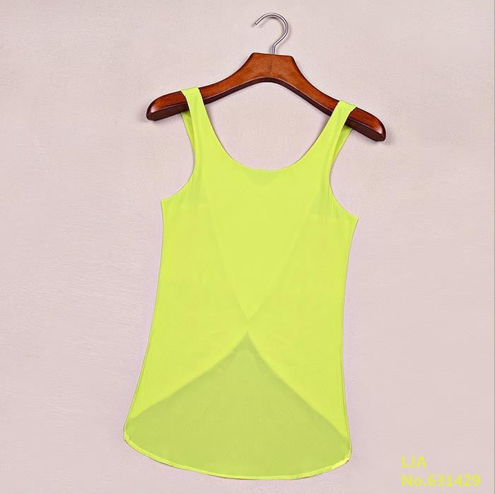 Women Blouses Candy Color Casual Lady Shirts Backless Strap Chiffon Blouse Tops ladies' Vest