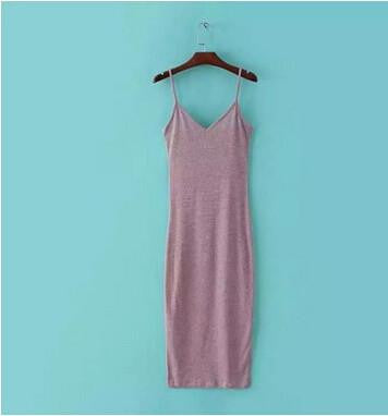 Spaghetti Strap Summer Dress Backless Side Split Deep V Slim maxi Dress Vintage Women Bodycon Dress