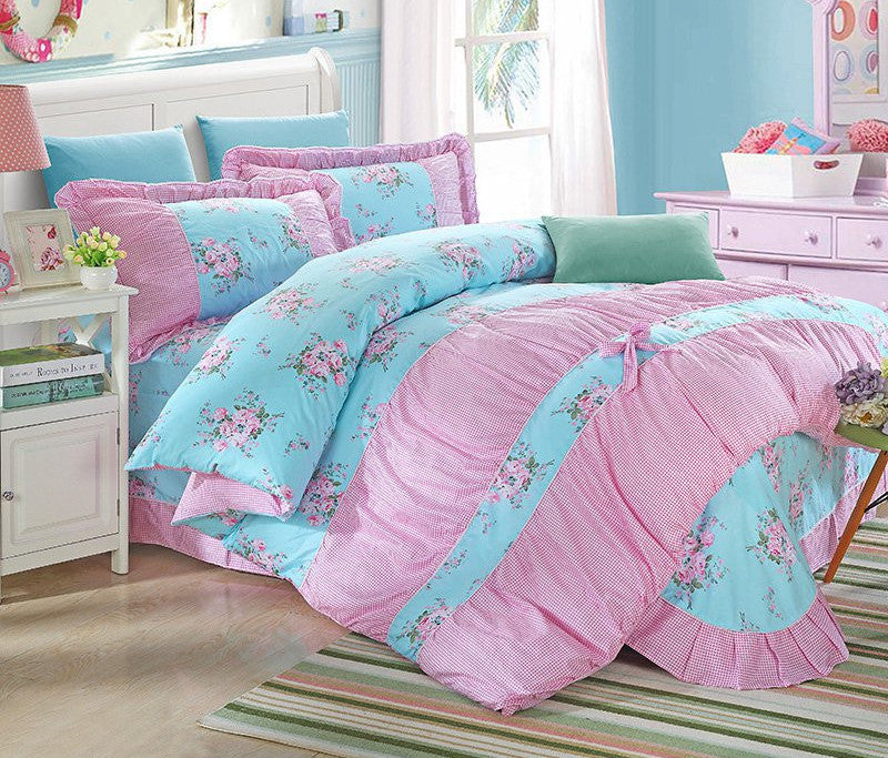 YADIDI 100% Cotton Classic Princess Polka Dot Girls Bedding Sets Bedroom Bed Sheet Duvet Cover Pillowcase Twin Queen King size-Dollar Bargains Online Shopping Australia