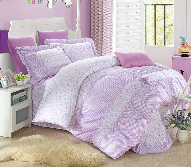 YADIDI 100% Cotton Classic Princess Polka Dot Girls Bedding Sets Bedroom Bed Sheet Duvet Cover Pillowcase Twin Queen King size-Dollar Bargains Online Shopping Australia