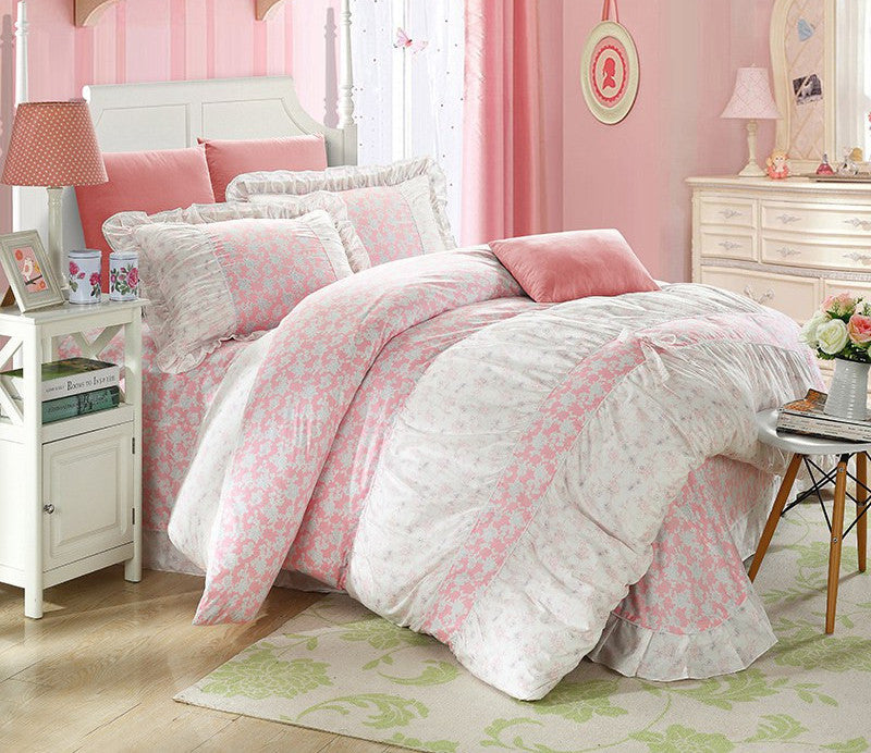 YADIDI 100% Cotton Classic Princess Polka Dot Girls Bedding Sets Bedroom Bed Sheet Duvet Cover Pillowcase Twin Queen King size-Dollar Bargains Online Shopping Australia