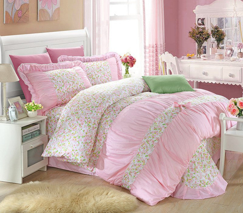 YADIDI 100% Cotton Classic Princess Polka Dot Girls Bedding Sets Bedroom Bed Sheet Duvet Cover Pillowcase Twin Queen King size-Dollar Bargains Online Shopping Australia