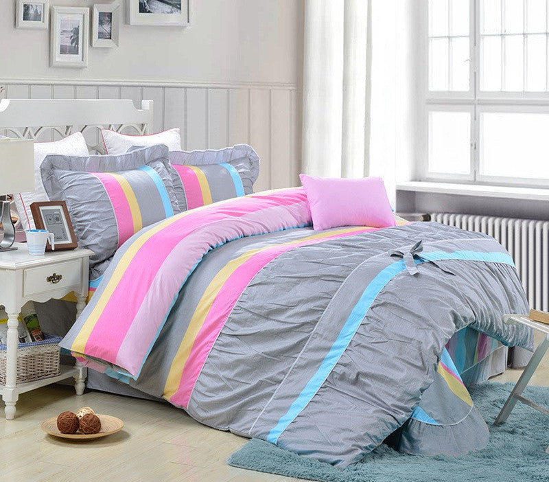 YADIDI 100% Cotton Classic Princess Polka Dot Girls Bedding Sets Bedroom Bed Sheet Duvet Cover Pillowcase Twin Queen King size-Dollar Bargains Online Shopping Australia